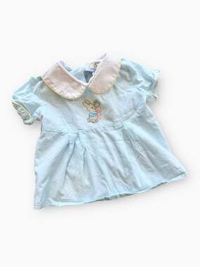 The Smocking Bug Blue 3T Easter Bunny Embroidered Peter Pan Collar Bubble